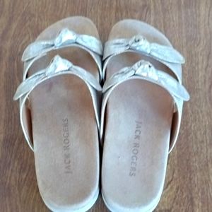 Jack Rogers Monica double knot metallic sandals. Size 9.
